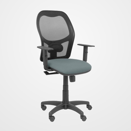 SILLA PIQUERAS Y CRESPO ALOCEN BRAZOS REGULABLES MECANISMO SINCRO REFUERZO LUMBAR RUEDAS NYLON RESPALDO MALLA NEGRA TRANSPIRABLE Y ASIENTO TAPIZADO BALI GRIS