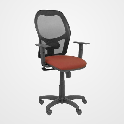 SILLA PIQUERAS Y CRESPO ALOCEN BRAZOS REGULABLES MECANISMO SINCRO REFUERZO LUMBAR RUEDAS NYLON RESPALDO MALLA NEGRA TRANSPIRABLE Y ASIENTO TAPIZADO BALI MARRON