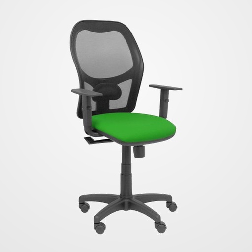 SILLA PIQUERAS Y CRESPO ALOCEN BRAZOS REGULABLES MECANISMO SINCRO REFUERZO LUMBAR RUEDAS NYLON RESPALDO MALLA NEGRA TRANSPIRABLE Y ASIENTO TAPIZADO BALI VERDE