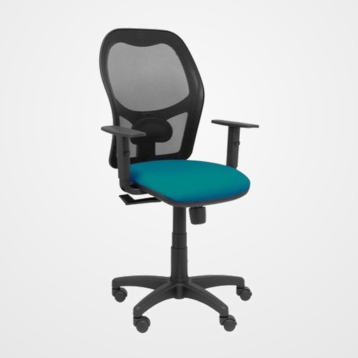 SILLA PIQUERAS Y CRESPO ALOCEN BRAZOS REGULABLES MECANISMO SINCRO REFUERZO LUMBAR RUEDAS NYLON RESPALDO MALLA NEGRA TRANSPIRABLE Y ASIENTO TAPIZADO BALI VERDE PETROLEO