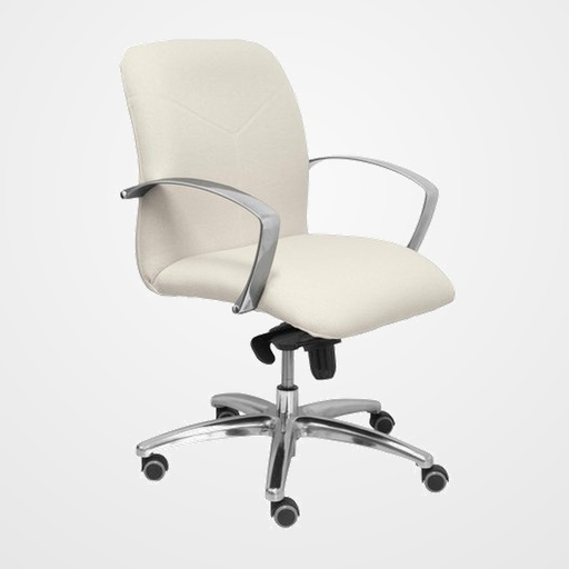 SILLA PIQUERAS Y CRESPO CAUDETE CONFIDENTE BRAZOS FIJOS MECANISMO BASCULANTE REGULABLE EN ALTURA ASIENTO Y RESPALDO TAPIZADO BALI BLANCO