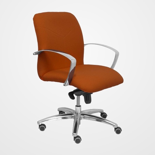 SILLA PIQUERAS Y CRESPO CAUDETE CONFIDENTE BRAZOS FIJOS MECANISMO BASCULANTE REGULABLE EN ALTURA ASIENTO Y RESPALDO TAPIZADO BALI MARRON