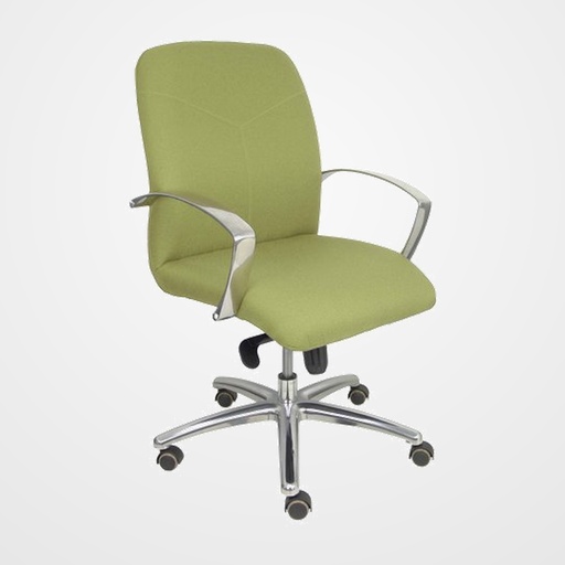 SILLA PIQUERAS Y CRESPO CAUDETE CONFIDENTE BRAZOS FIJOS MECANISMO BASCULANTE REGULABLE EN ALTURA ASIENTO Y RESPALDO TAPIZADO BALI VERDE OLIVA