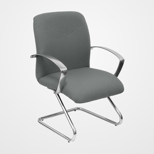 SILLA PIQUERAS Y CRESPO CAUDETE CONFIDENTE ESTRUCTURA PATIN ACABADO CROMADO BRAZOS FIJOS ASIENTO Y RESPALDO TAPIZADO BALI GRIS