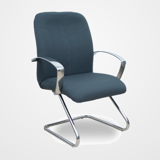 SILLA PIQUERAS Y CRESPO CAUDETE CONFIDENTE ESTRUCTURA PATIN ACABADO CROMADO BRAZOS FIJOS ASIENTO Y RESPALDO TAPIZADO BALI GRIS OSCURO