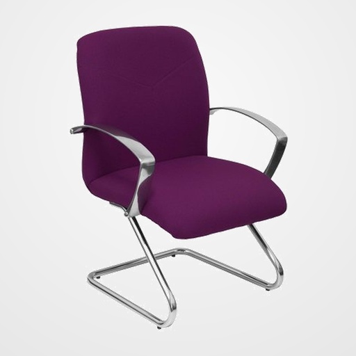 SILLA PIQUERAS Y CRESPO CAUDETE CONFIDENTE ESTRUCTURA PATIN ACABADO CROMADO BRAZOS FIJOS ASIENTO Y RESPALDO TAPIZADO BALI MORADO