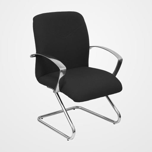 SILLA PIQUERAS Y CRESPO CAUDETE CONFIDENTE ESTRUCTURA PATIN ACABADO CROMADO BRAZOS FIJOS ASIENTO Y RESPALDO TAPIZADO BALI NEGRO