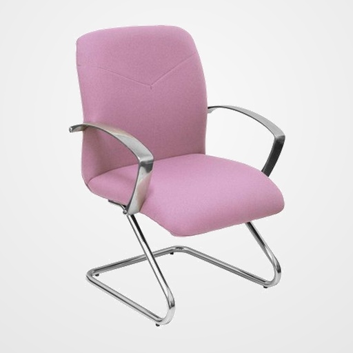 SILLA PIQUERAS Y CRESPO CAUDETE CONFIDENTE ESTRUCTURA PATIN ACABADO CROMADO BRAZOS FIJOS ASIENTO Y RESPALDO TAPIZADO BALI ROSA PALIDO