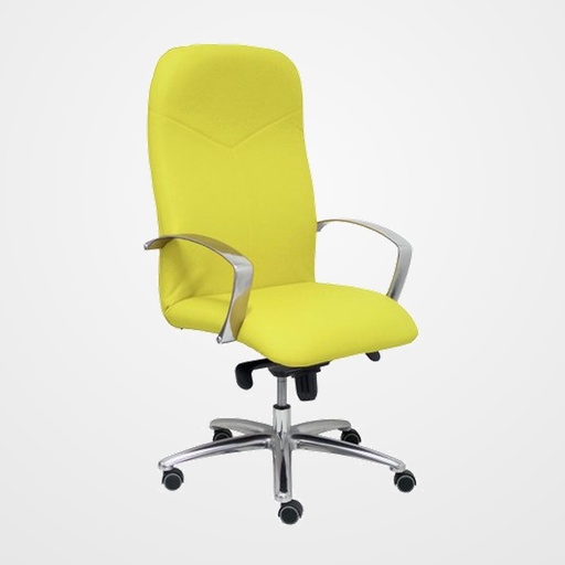 SILLA PIQUERAS Y CRESPO CAUDETE DIRECCION BRAZOS FIJOS MECANISMO BASCULANTE REGULABLE EN ALTURA ASIENTO Y RESPALDO TAPIZADO SIMILPIEL AMARILLO