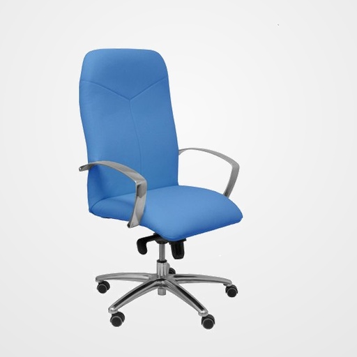 SILLA PIQUERAS Y CRESPO CAUDETE DIRECCION BRAZOS FIJOS MECANISMO BASCULANTE REGULABLE EN ALTURA ASIENTO Y RESPALDO TAPIZADO SIMILPIEL AZUL CLARO