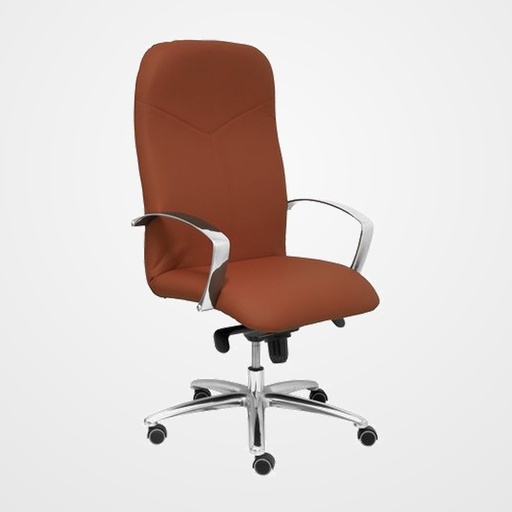 SILLA PIQUERAS Y CRESPO CAUDETE DIRECCION BRAZOS FIJOS MECANISMO BASCULANTE REGULABLE EN ALTURA ASIENTO Y RESPALDO TAPIZADO SIMILPIEL MARRON
