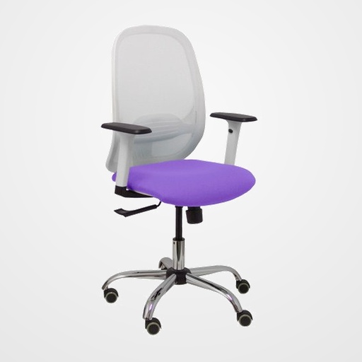SILLA PIQUERAS Y CRESPO CILANCO BLANCA REGULABLE EN ALTURA RESPALDO MALLA BLANCO BRAZOS REGULABLES RUEDAS de PARQUE ASIENTO TAPIZADO BALI LILA