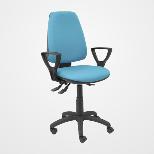 SILLA PIQUERAS Y CRESPO ELCHE S BRAZOS FIJOS MECANISMO ASINCRO de DOBLE MANETA GRAN CONFORTABILIDAD REGULABLE EN ALTURA RUEDAS NYLON ASIENTO Y RESPALDO TAPIZADO BALI  AZUL CIELO