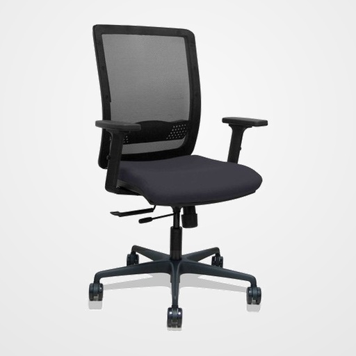 SILLA PIQUERAS Y CRESPO HACHES BRAZOS 2D REGULABLES MECANISMO SINCRO con TRASLACK APOYO LUMBAR RESPALDO MALLA NEGRA Y ASIENTO TAPIZADO BALI NEGRO