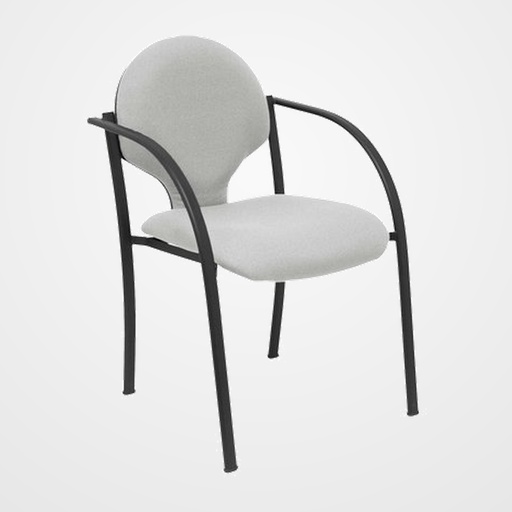 SILLA PIQUERAS Y CRESPO HELLIN CONFIDENTE ERGONOMICA CON BRAZOS FIJOS APILABLE ESTRUCTURA NEGRA ASIENTO Y RESPALDO TAPIZADOS BALI GRIS CLARO PACK de 2