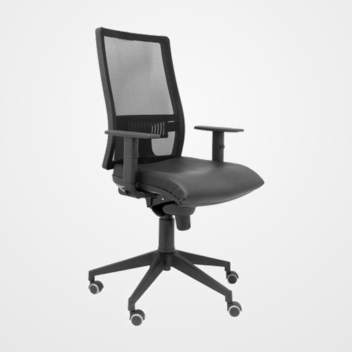 SILLA PIQUERAS Y CRESPO HORNA BRAZOS REGULABLES MECANISMO SINCRO APOYO LUMBAR RESPALDO MALLA TRANSPIRABLE Y ASIENTO TAPIZADO SIMILPIEL NEGRO