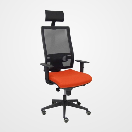 SILLA PIQUERAS Y CRESPO HORNA CABECERO FIJO MECANISMO SINCRO CON REGULADOR DE TENSION RESPALDO DE MALLA TRANSPIRABLE Y ASIENTO TAPIZADO BALI NARANJA OSCURO