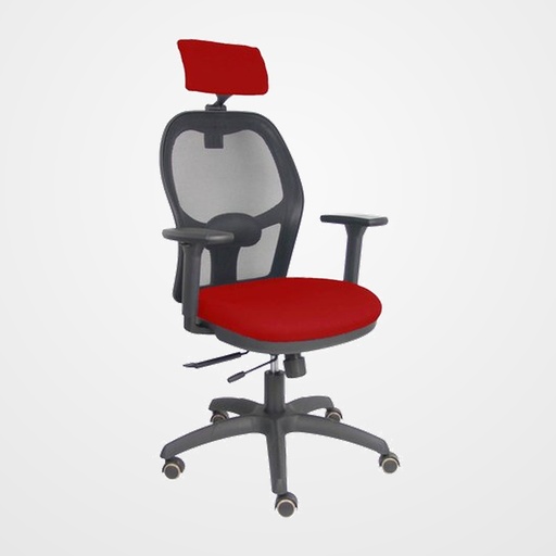 SILLA PIQUERAS Y CRESPO JORQUERA BRAZOS 3D Y CABECERO REGULABLES MECANISMO SINCRO CON TRASLACK RUEDAS PARQUET RESPALDO DE MALLA NEGRA Y ASIENTO TAPIZADO BALI GRANATE