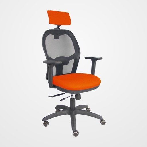 SILLA PIQUERAS Y CRESPO JORQUERA BRAZOS 3D Y CABECERO REGULABLES MECANISMO SINCRO CON TRASLACK RUEDAS PARQUET RESPALDO DE MALLA NEGRA Y ASIENTO TAPIZADO BALI NARANJA OSCURO
