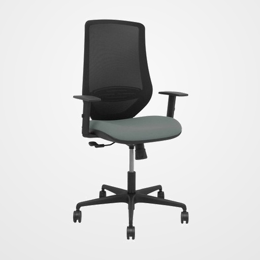 SILLA PIQUERAS Y CRESPO MARDOS BRAZOS REGULABLES ERGONOMICA MECANISMO BASCULANTE RESPALDO MALLA NEGRA ASIENTO TAPIZADO BALI GRIS