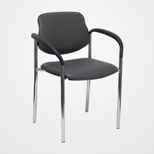 SILLA PIQUERAS Y CRESPO VILLALGORDO CONFIDENTE BRAZOS FIJOS CHASIS CROMO ASIENTO Y RESPALDO TAPIZADOS SIMILPIEL GRIS OSCURO