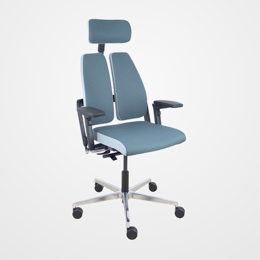 SILLA PIQUERAS Y CRESPO XILIUM DUO BRAZOS REGULABLES 4D CABECERO MECANISMO SINCRO con TRASLACK Y X-MOVE TAPIZADO BONDAI GRIS CLARO