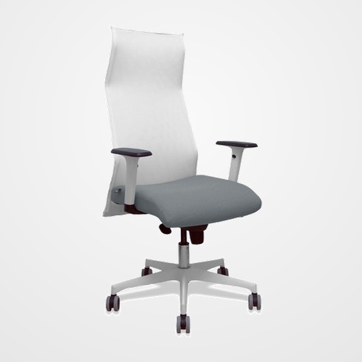 SILLON PIQUERAS Y CRESPO SAHUCO DIRECCION USO INTENSIVO (8H) BRAZOS BLANCOS REGULABLES MECANISMO SINCRO RESPALDO MALLA BLANCA TRANSPIRABLE Y ASIENTO TAPIZADO BALI GRIS