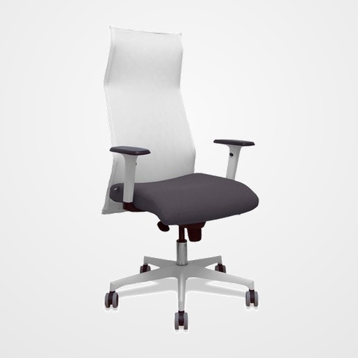SILLON PIQUERAS Y CRESPO SAHUCO DIRECCION USO INTENSIVO (8H) BRAZOS BLANCOS REGULABLES MECANISMO SINCRO RESPALDO MALLA BLANCA TRANSPIRABLE Y ASIENTO TAPIZADO BALI GRIS OSCURO