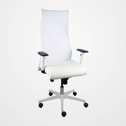 SILLON PIQUERAS Y CRESPO SAHUCO DIRECCION USO INTENSIVO (8H) BRAZOS BLANCOS REGULABLES MECANISMO SINCRO RESPALDO MALLA BLANCA TRANSPIRABLE Y ASIENTO TAPIZADO SIMILPIEL  BLANCO