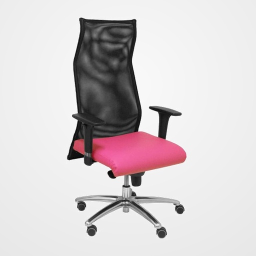 SILLON PIQUERAS Y CRESPO SAHUCO DIRECCION USO INTENSIVO (8H) BRAZOS REGULABLES MECANISMO SINCRO RESPALDO MALLA TRANSPIRABLE NEGRO Y ASIENTO TAPIZADO SIMILPIEL ROSA