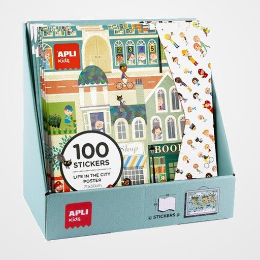 STICKERS GAME POSTER CON PEGATINAS EXPOSITOR DE 10 5x POSTER CIUDAD 5x POSTER MAPAMUNDI