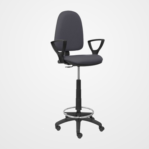 TABURETE PIQUERAS Y CRESPO AYNA BRAZOS FIJOS ERGONOMICO MECANISMO DE CONTACTO PERMANENTE REGULABLE EN ALTURA Y ARO REPOSAPIES ASIENTO Y RESPALDO TAPIZADOS BALI GRIS OSCURO