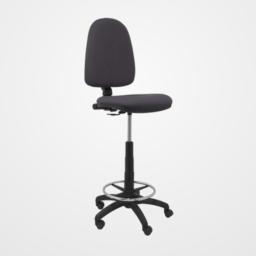 TABURETE PIQUERAS Y CRESPO AYNA ERGONOMICO MECANISMO DE CONTACTO PERMANENTE REGULABLE EN ALTURA Y ARO REPOSAPIES ASIENTO Y RESPALDO TAPIZADOS BALI GRIS OSCUIRO