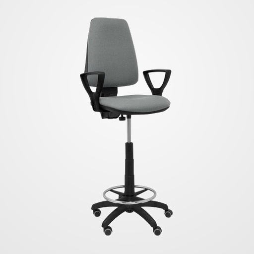 TABURETE PIQUERAS Y CRESPO ELCHE CP BRAZOS FIJOS ERGONOMICO MECANISMO DE CONTACTO PERMANENTE REGULABLE EN ALTURA Y ARO REPOSAPIES CROMADO ASIENTO Y RESPALDO TAPIZADOS BALI GRIS