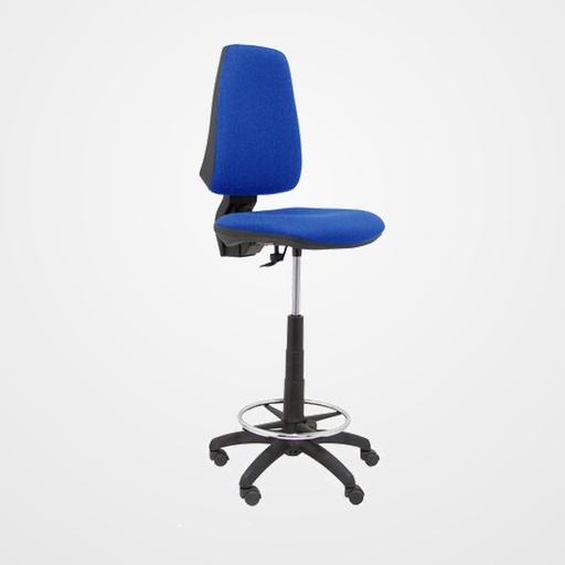 TABURETE PIQUERAS Y CRESPO ELCHE CP ERGOMICO MECANISMO DE CONTACTO PERMANENTE REGULABLE EN ALTURA Y ARO REPOSAPIES CROMADO RUEDAS de NYLON ASIENTO Y RESPALDO TAPIZADOS BALI AZUL