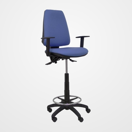 TABURETE PIQUERAS Y CRESPO ELCHE S BRAZOS REGULABLES ERGONOMICO MECANISMO ASINCRO REGULABLE EN ALTURA ARO REPOSAPIES CROMADO RUEDAS NAILON ASIENTO Y RESPALDO TAPIZADOS BALI AZUL CLARO