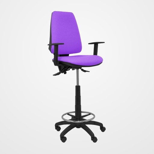 TABURETE PIQUERAS Y CRESPO ELCHE S BRAZOS REGULABLES ERGONOMICO MECANISMO ASINCRO REGULABLE EN ALTURA ARO REPOSAPIES CROMADO RUEDAS NAILON ASIENTO Y RESPALDO TAPIZADOS BALI LILA