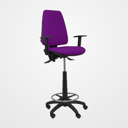 TABURETE PIQUERAS Y CRESPO ELCHE S BRAZOS REGULABLES ERGONOMICO MECANISMO ASINCRO REGULABLE EN ALTURA ARO REPOSAPIES CROMADO RUEDAS NAILON ASIENTO Y RESPALDO TAPIZADOS BALI MORADO