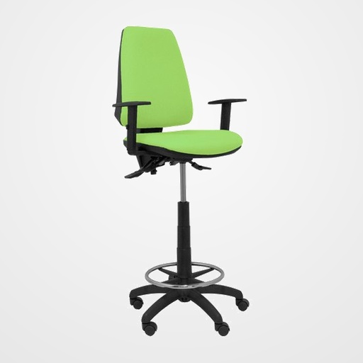 TABURETE PIQUERAS Y CRESPO ELCHE S BRAZOS REGULABLES ERGONOMICO MECANISMO ASINCRO REGULABLE EN ALTURA ARO REPOSAPIES CROMADO RUEDAS NAILON ASIENTO Y RESPALDO TAPIZADOS BALI PISTACHO