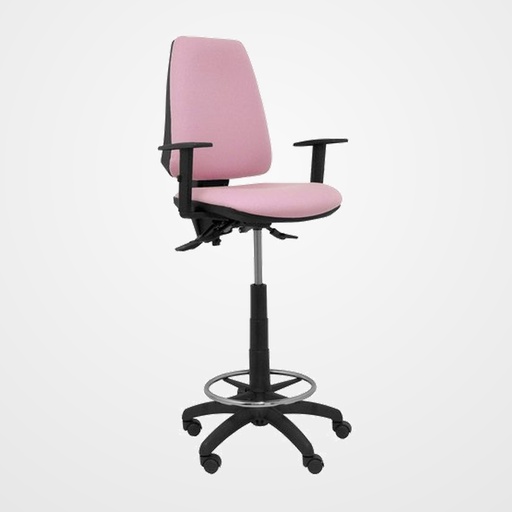 TABURETE PIQUERAS Y CRESPO ELCHE S BRAZOS REGULABLES ERGONOMICO MECANISMO ASINCRO REGULABLE EN ALTURA ARO REPOSAPIES CROMADO RUEDAS NAILON ASIENTO Y RESPALDO TAPIZADOS BALI ROSA