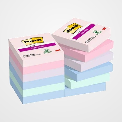 TACO NOTAS POST-IT 622 SUPER STICKY 47,6x47,6 COLORES SOULFUL PACK DE 12