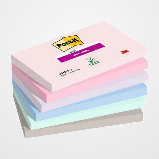 TACO NOTAS POST-IT 655 SUPER STICKY 76x127 COLORES SOULFUL PACK DE 6
