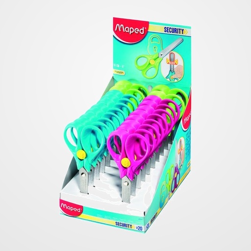 TIJERAS ESCOLARES MAPED SECURITY 13 cm. EXPOSITOR de 20