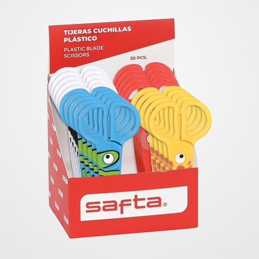 TIJERAS ESCOLARES SAFTA PLASTICO SURTIDO EXPOSITOR de 20