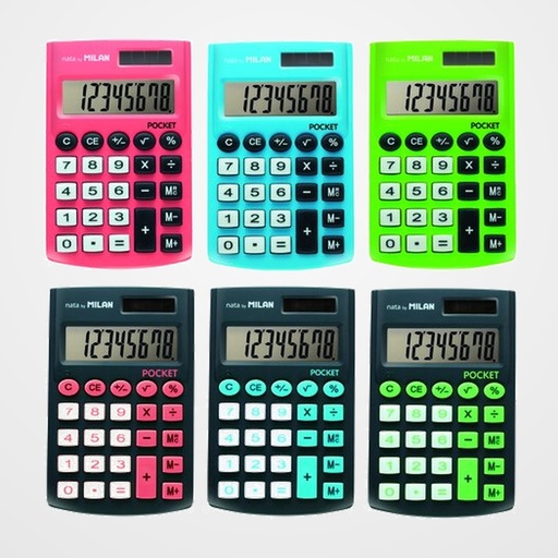 CALCULADORA de BOLSILLO MILAN POCKET EXPOSITOR de 12