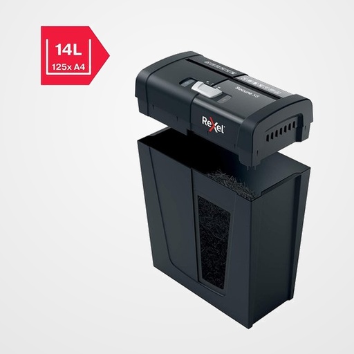 DESTRUCTORA REXEL SECURE X8 NEGRO (8h PARTIC.) Nv.seg.4 - particula 4x40mm dep.14L