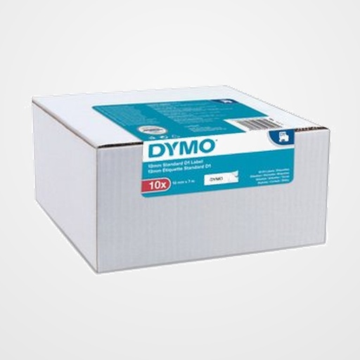 CINTA de ROTULAR DYMO LM D1 7m 12mm NEGRO sobre BLANCO PACK DE 10 (45013)