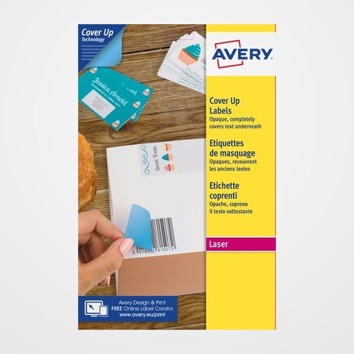 ETIQUETAS ADH.IMPR.AVERY A4 BLANCA CUBRIENTE LASER CAJA 25h 99,1x57 mm 250 uds.(L4612)