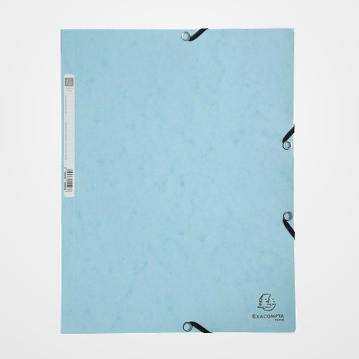CARPETA de GOMAS y SOLAPAS EXACOMPTA AQUAREL CARTULINA LUSTRADA A4 con ETIQUETA AZUL PASTEL