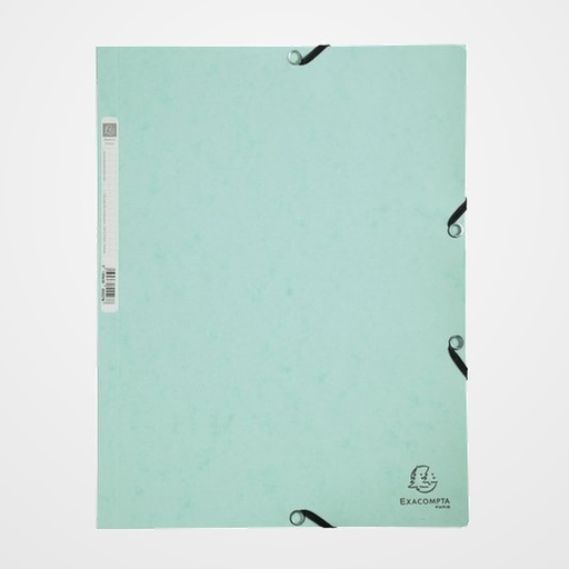 CARPETA de GOMAS y SOLAPAS EXACOMPTA AQUAREL CARTULINA LUSTRADA A4 con ETIQUETA VERDE PASTEL